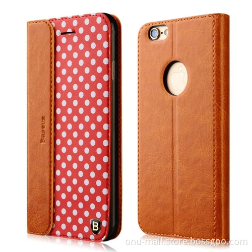 Baseus Collocation Series Genuine Leather and PU Leather Wallet Flip Protective Case for iPhone 6